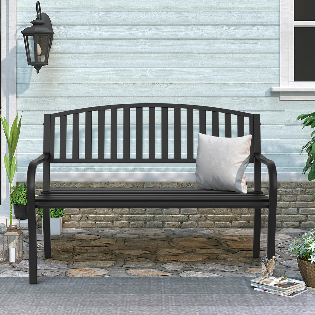 Weatherproof Heavy-Duty Wrought Iron Outdoor Bench O426