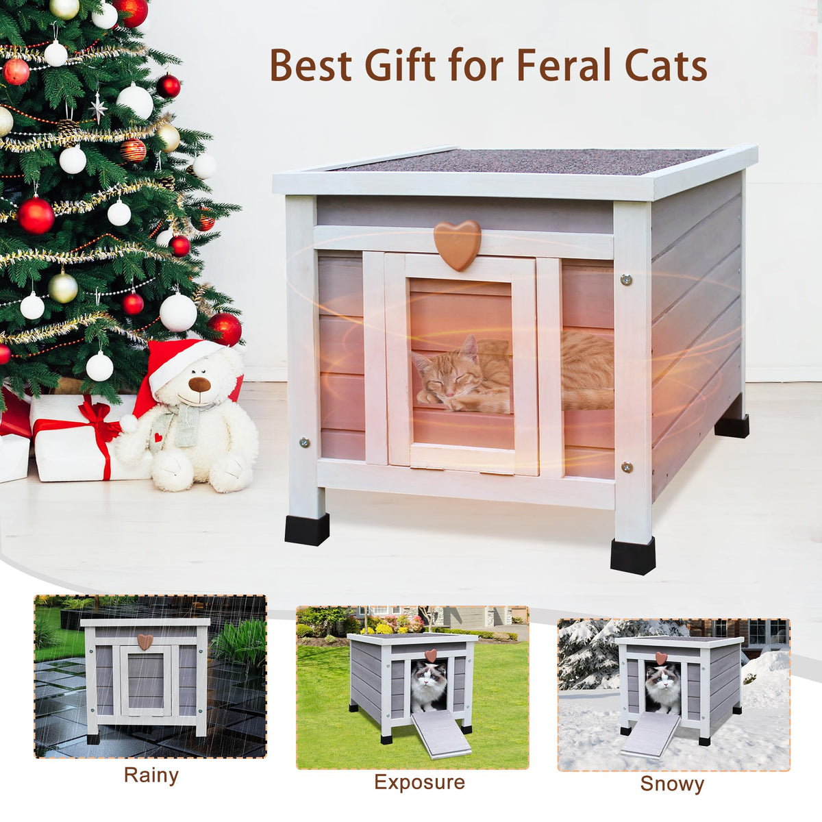 Insulated Outdoor Cat House with Liner L5186