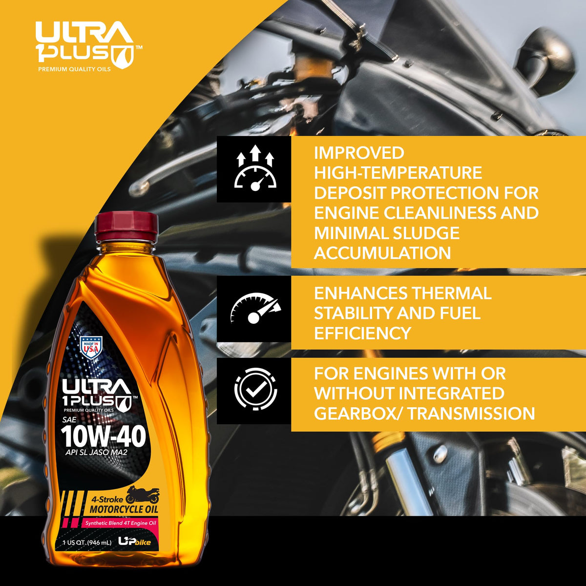 10W-40 Synthetic Blend Motorcycle Motor Oil 12 Quarts Z78004