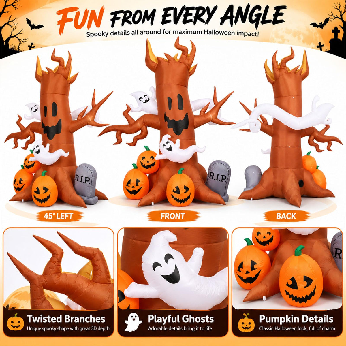 8FT Halloween Inflatable Ghost Tree Decoration X5785