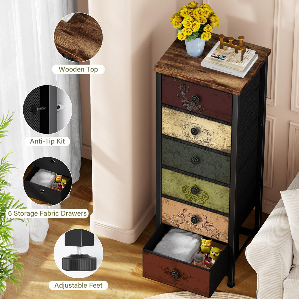 Tall 6 Drawer Fabric Dresser L688