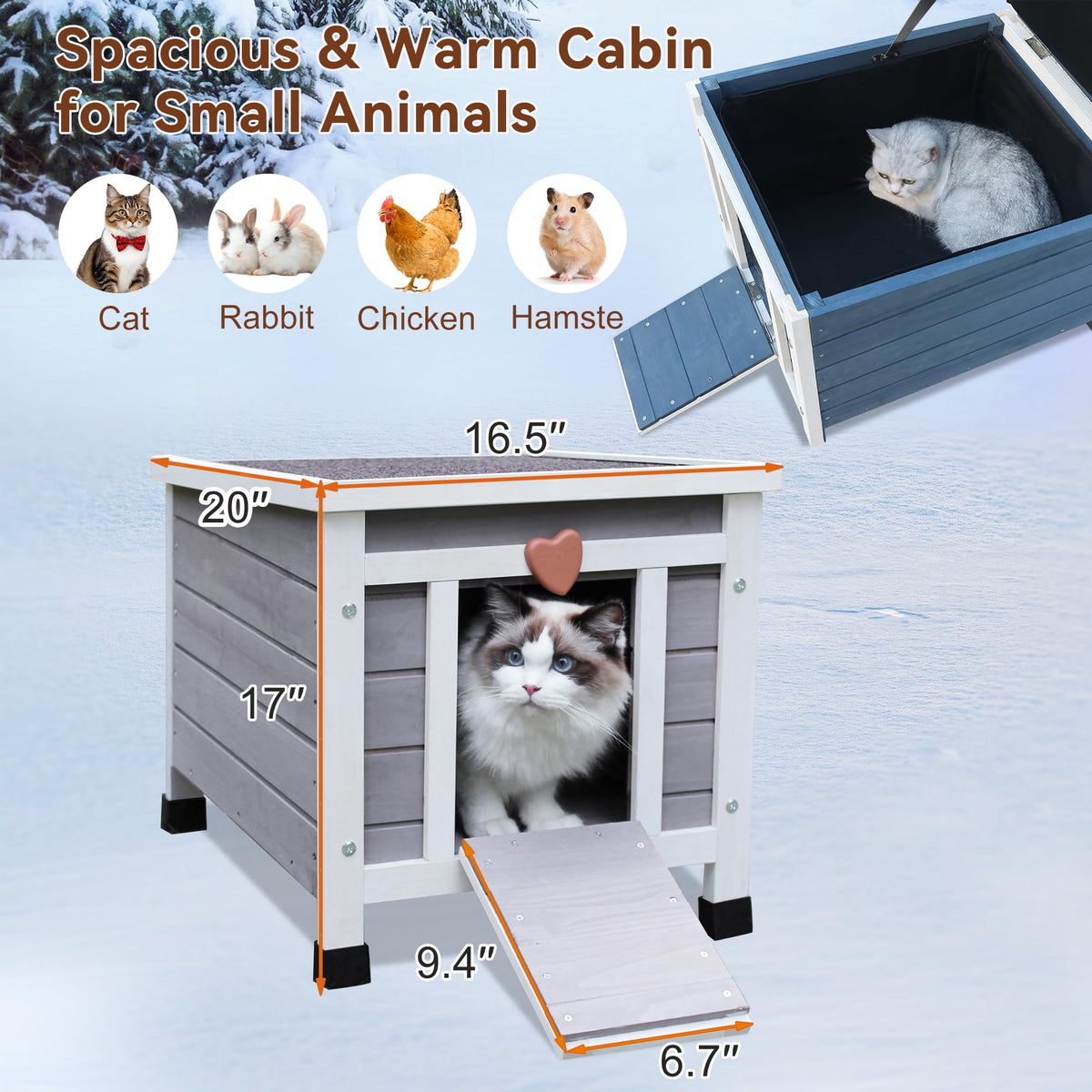 Insulated Outdoor Cat House with Liner L5186