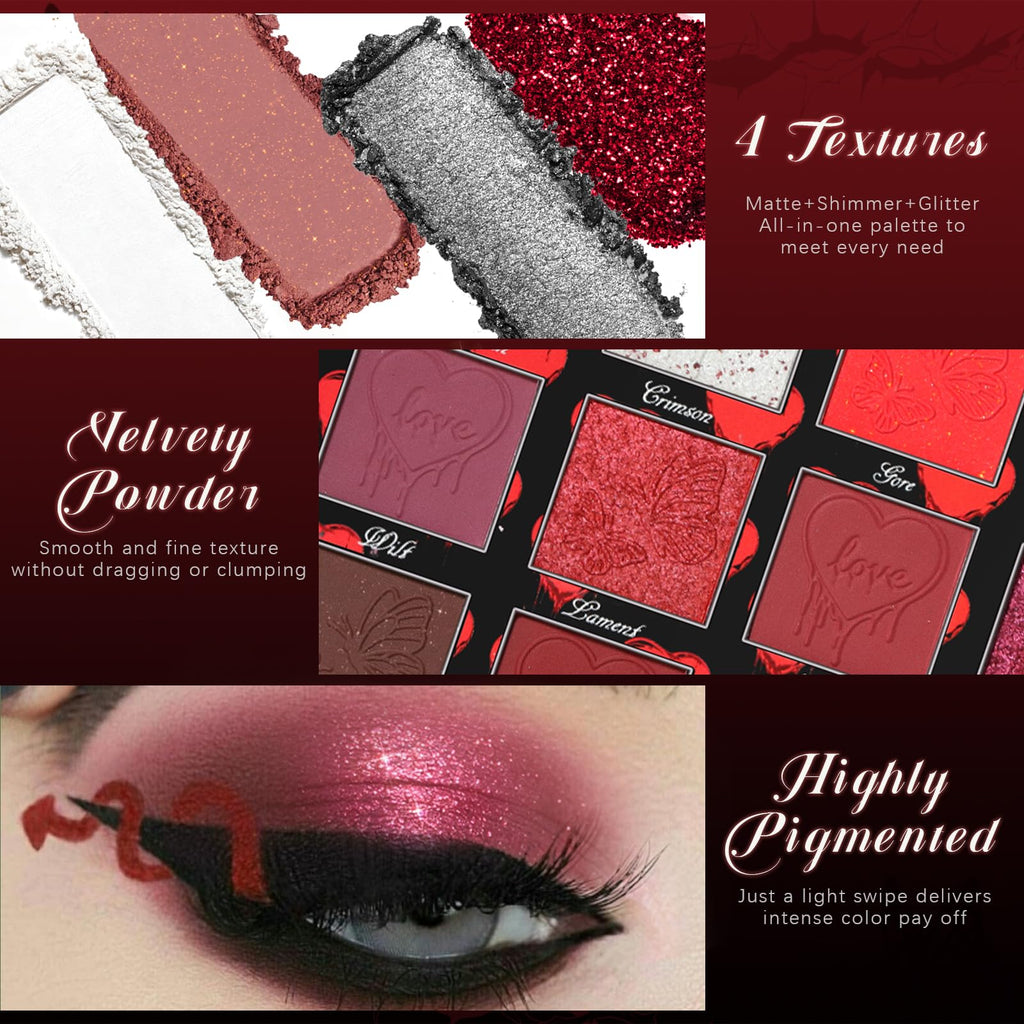 Dark Red Black Burgundy Gray Eyeshadow Palette P437462