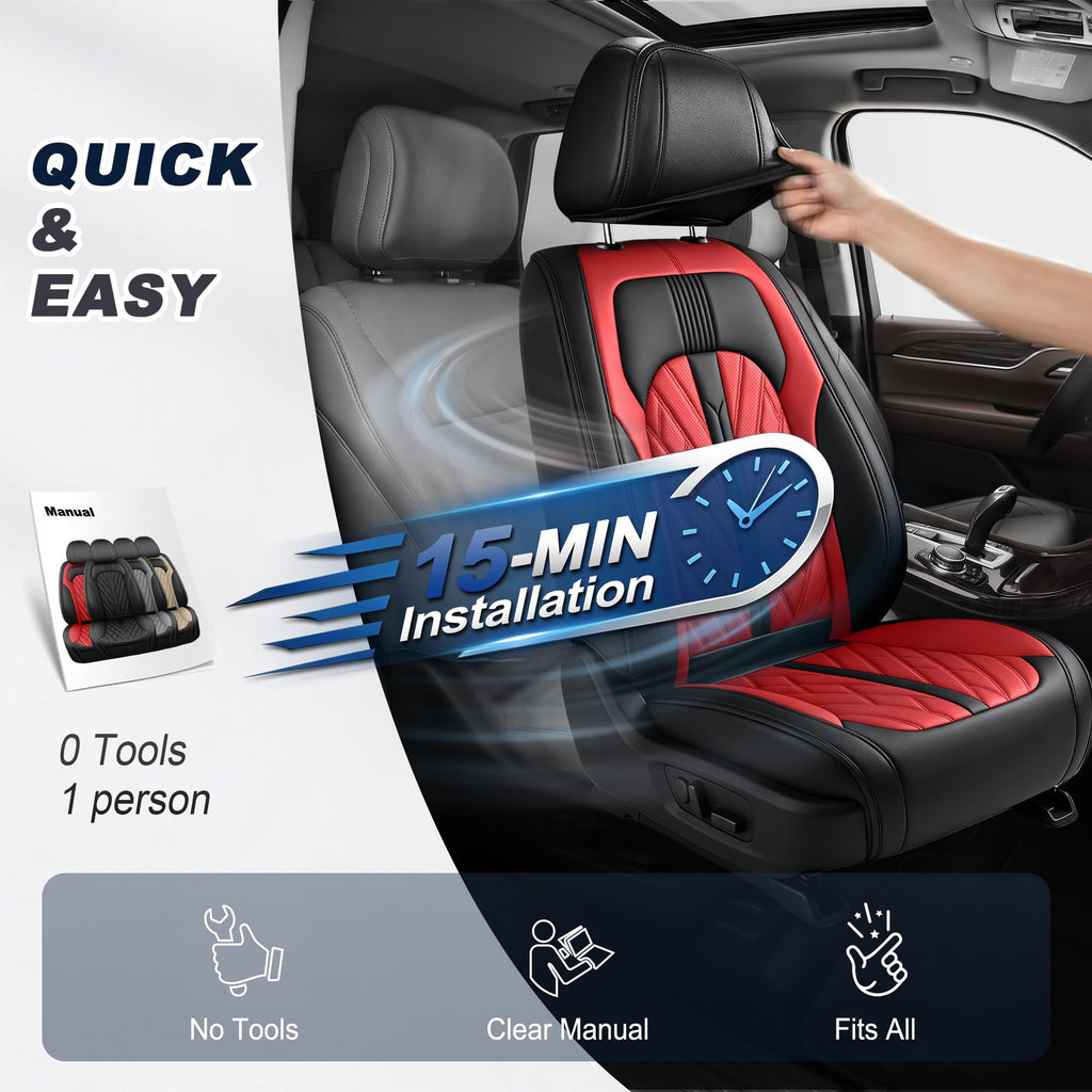 Leather Full Set 5 Seats Seat Covers P7676