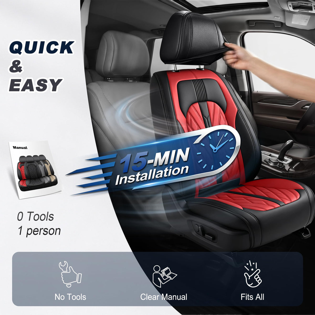 Leather Full Set 5 Seats Seat Covers P7676
