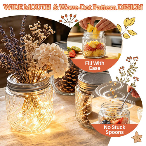 16oz Wide Mouth Mason Jars with Lids and Bands, 8 Pack Q81740