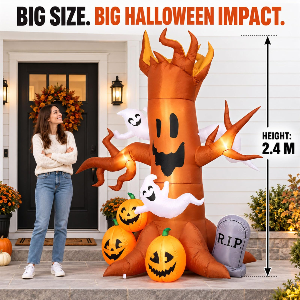 8FT Halloween Inflatable Ghost Tree Decoration X5785