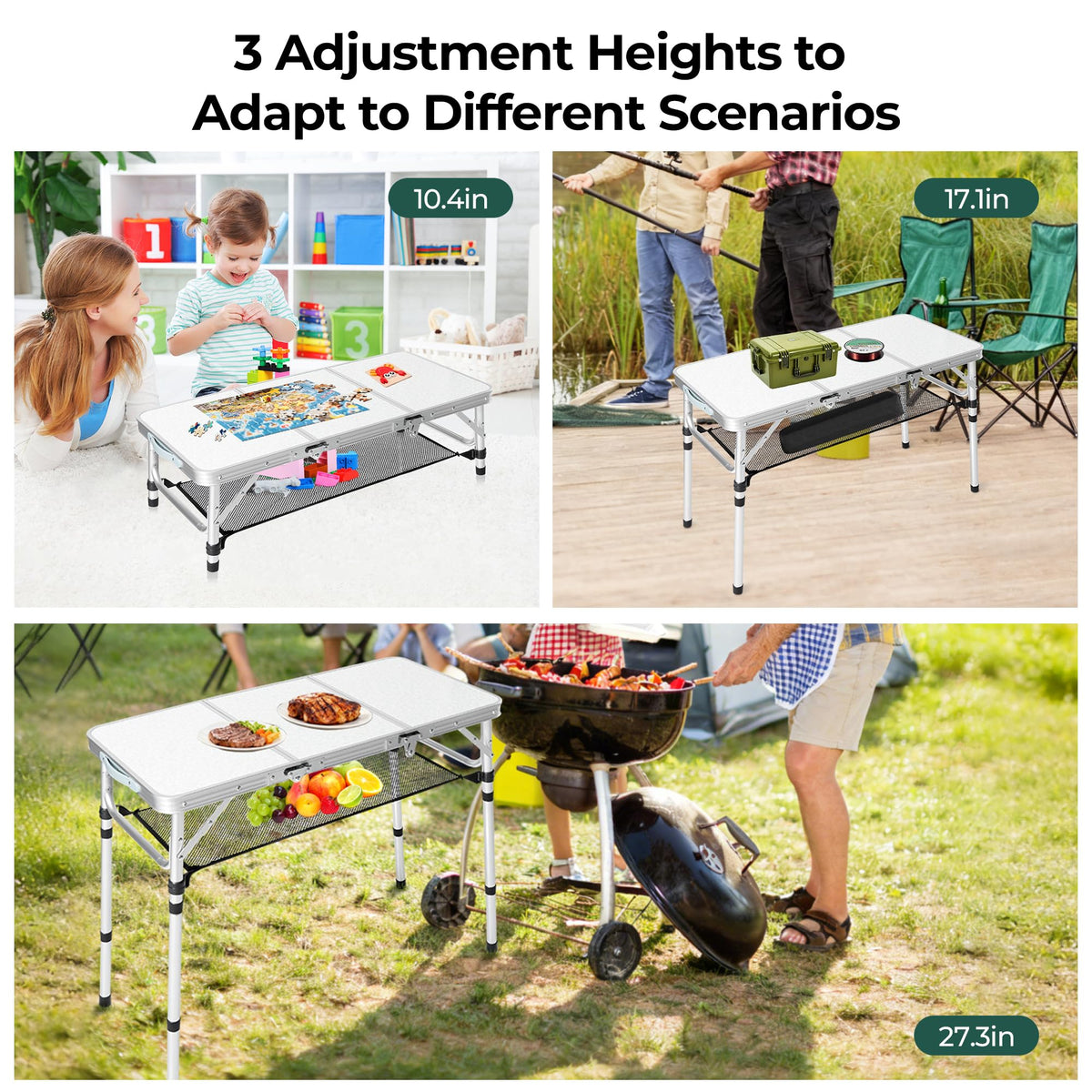 Folding Camping Table with Adjustable Height V617