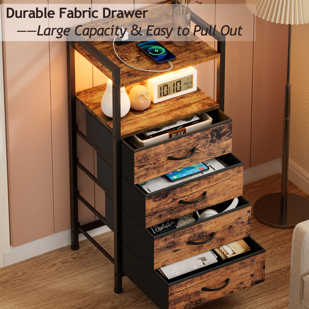 4 Drawer Night Stand with Charging Station P841