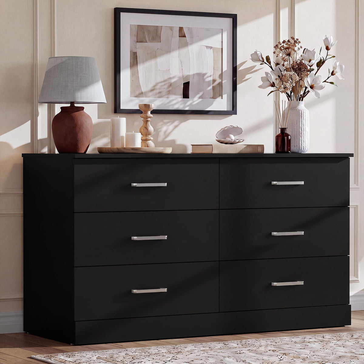 6 Drawer Dark Black Dresser K2038