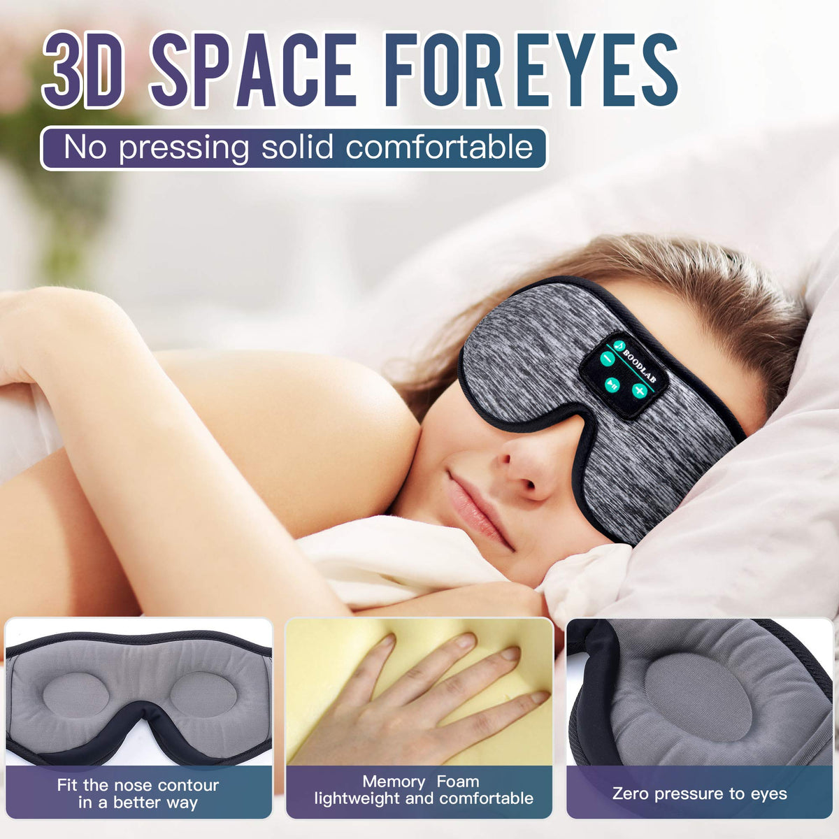 3D Sleep Mask with Bluetooth Headphones I182
