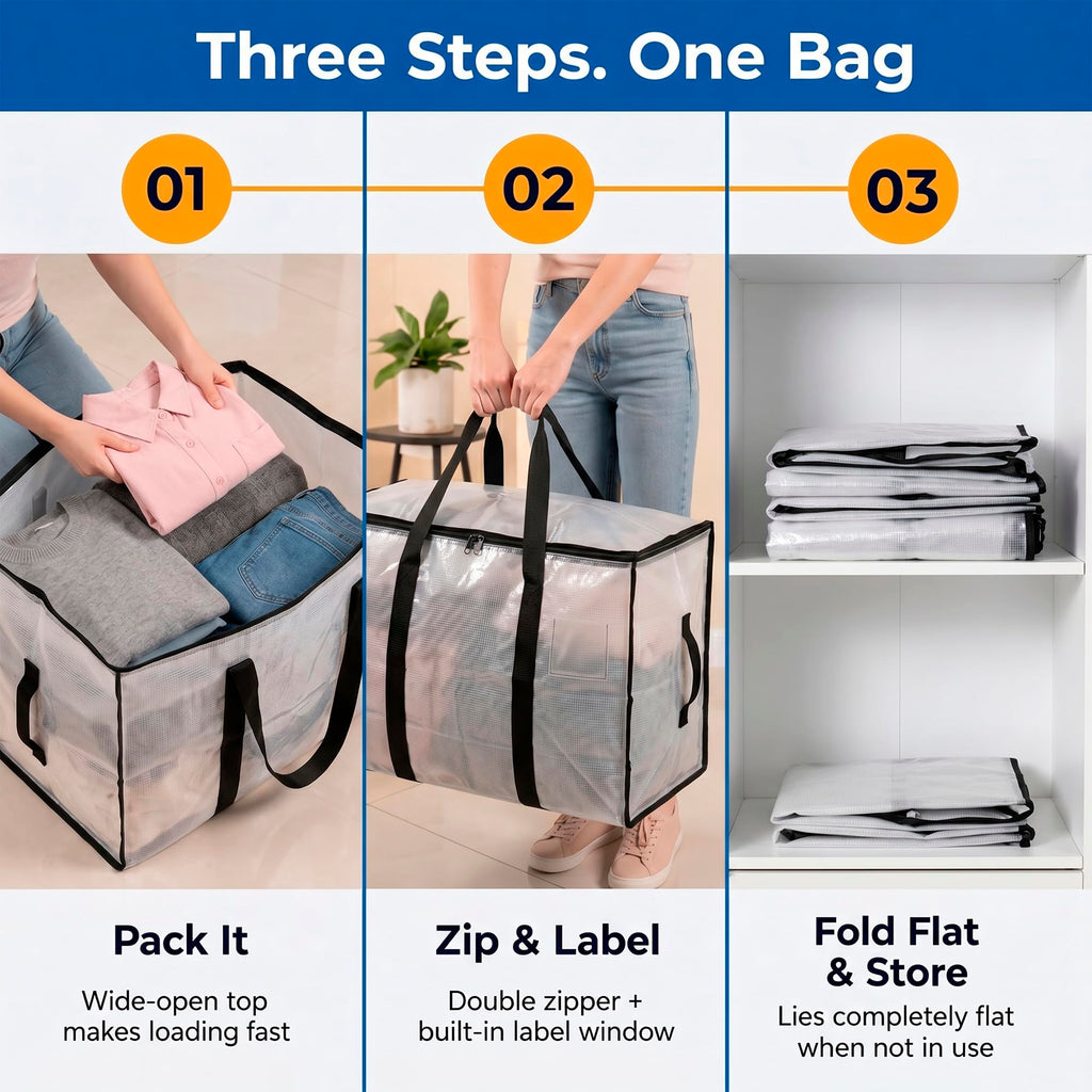 Heavy Duty Water Resistant Storage Bags with Backpack Straps 6 Pack K7152