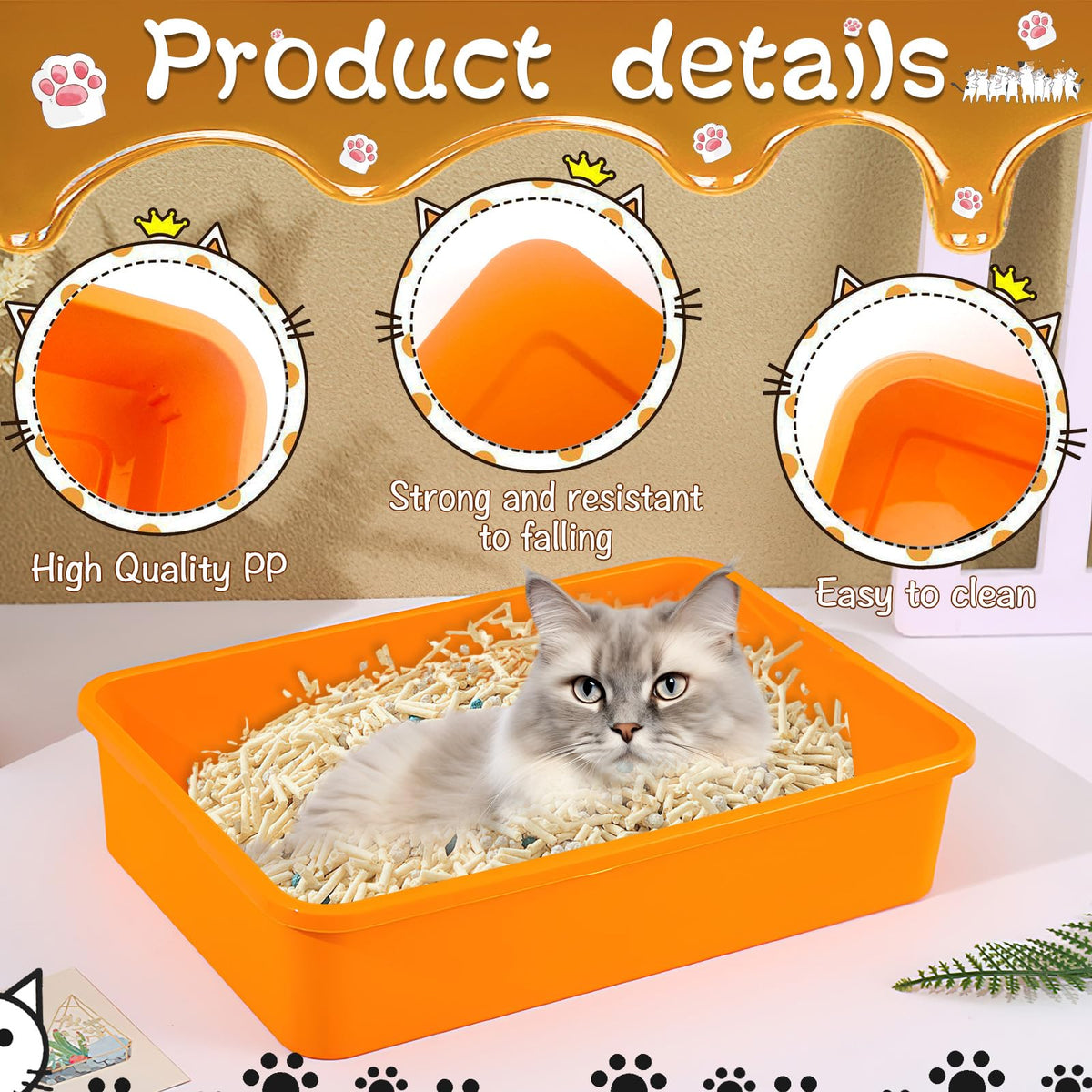 6 Pcs Plastic Kitten Litter Box Set with Scooper Q81750