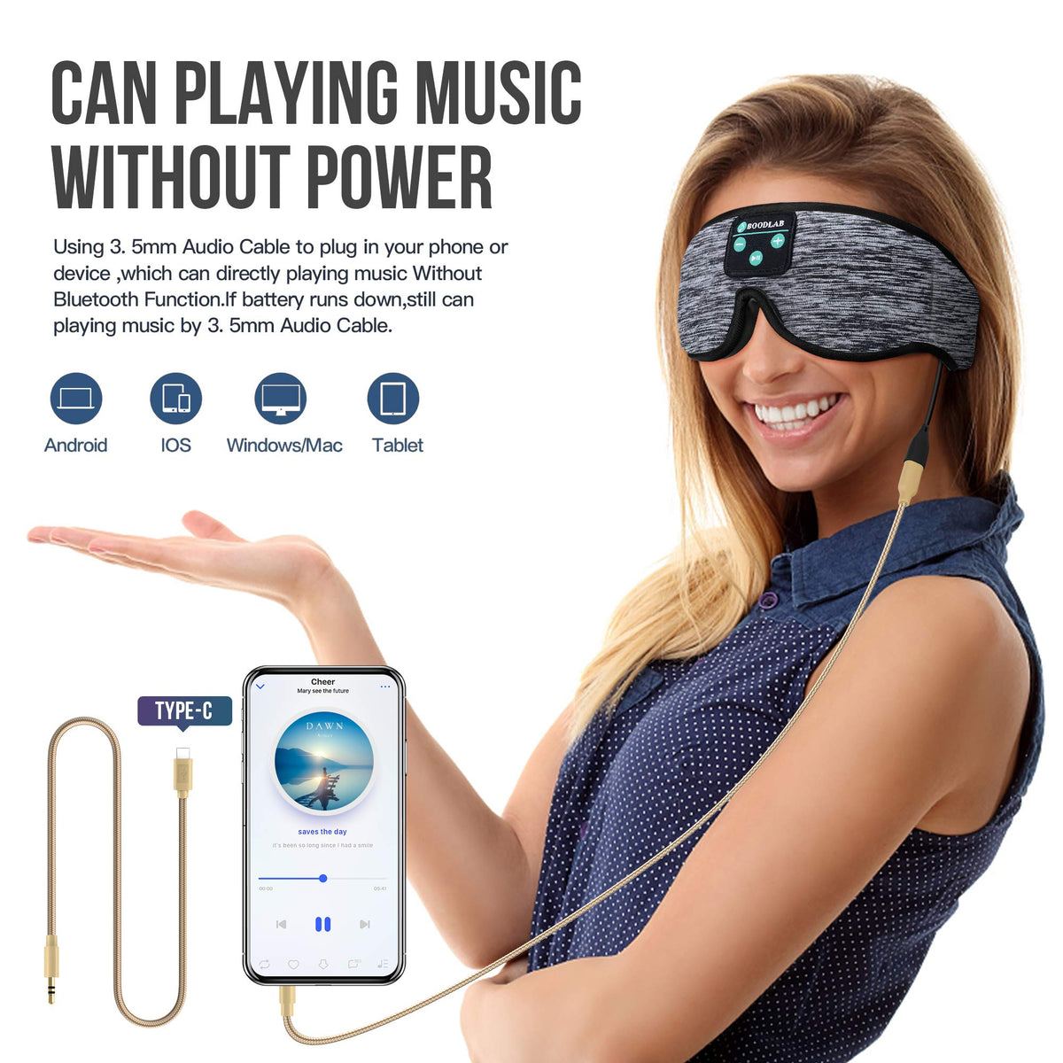 3D Sleep Mask with Bluetooth Headphones I182