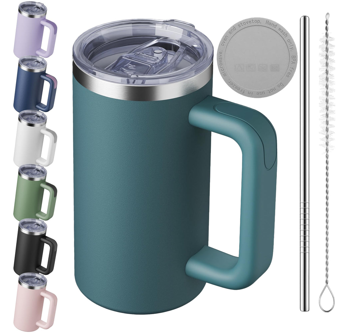 20oz Insulated Coffee Mug With Handle Ocean Blue O37002