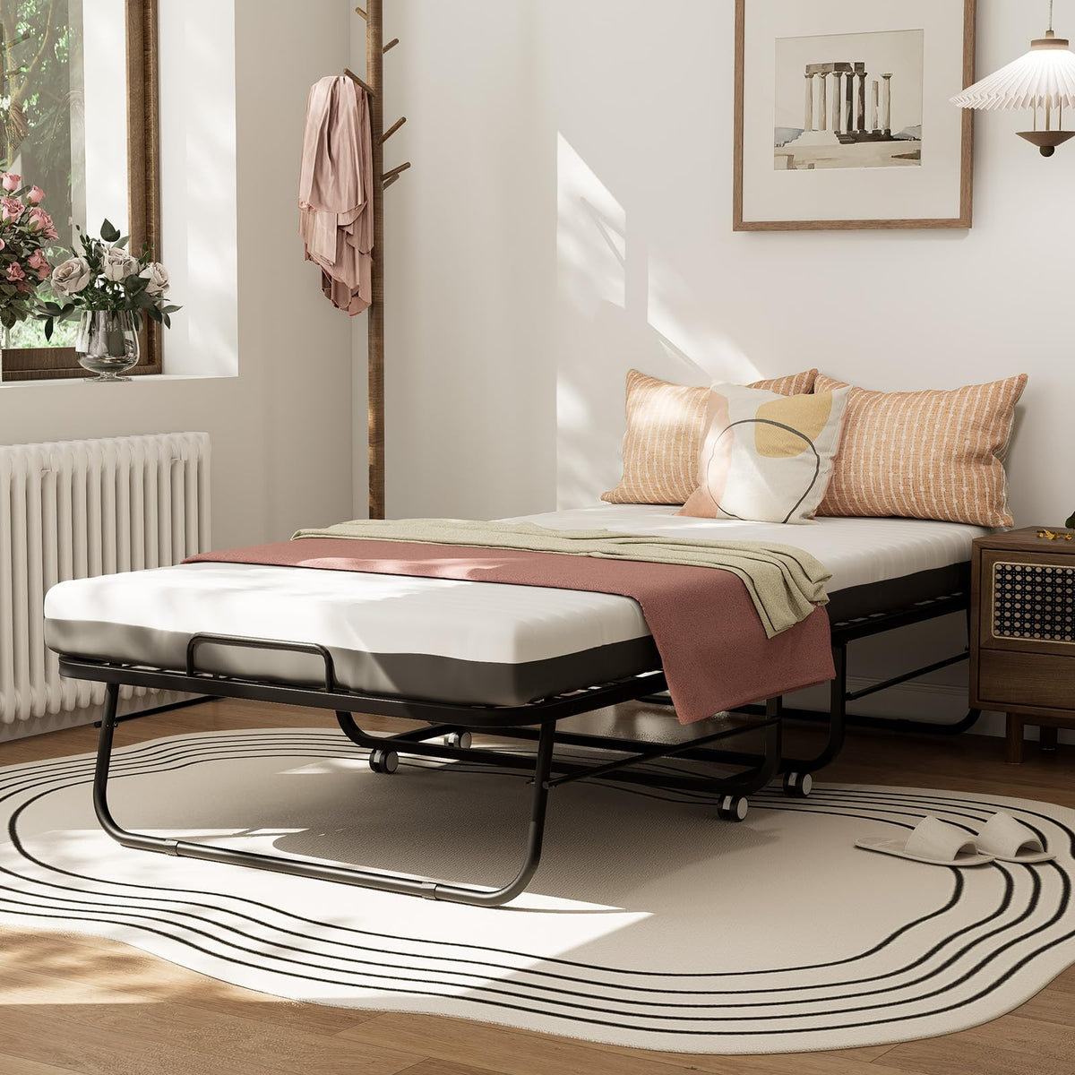 Folding Bed with Mattress 75''x31'' 5 Inch Memory Foam Metal Frame C5850
