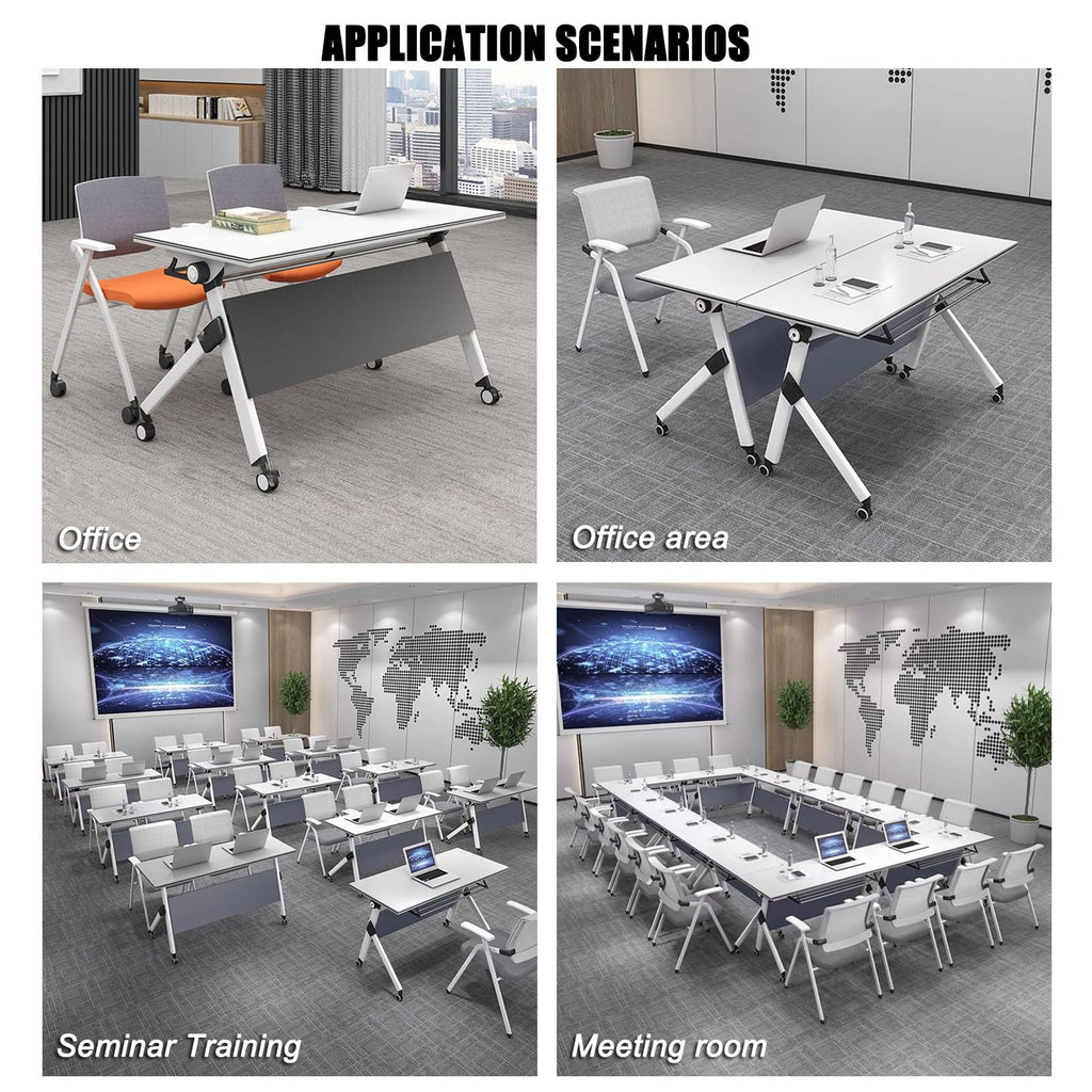 Portable Folding Conference Table with Storage and Wheels N180960