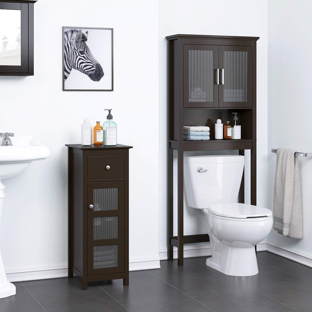 Over the Toilet Storage Cabinet with Glass Doors U201166