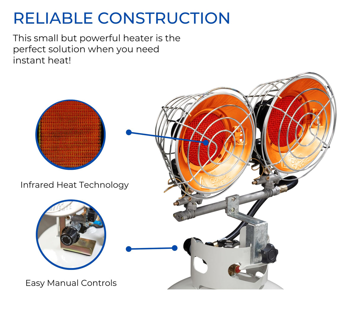 Infra-Red Double Burner 30,000 BTU Tank Top Outdoor Heater D536385