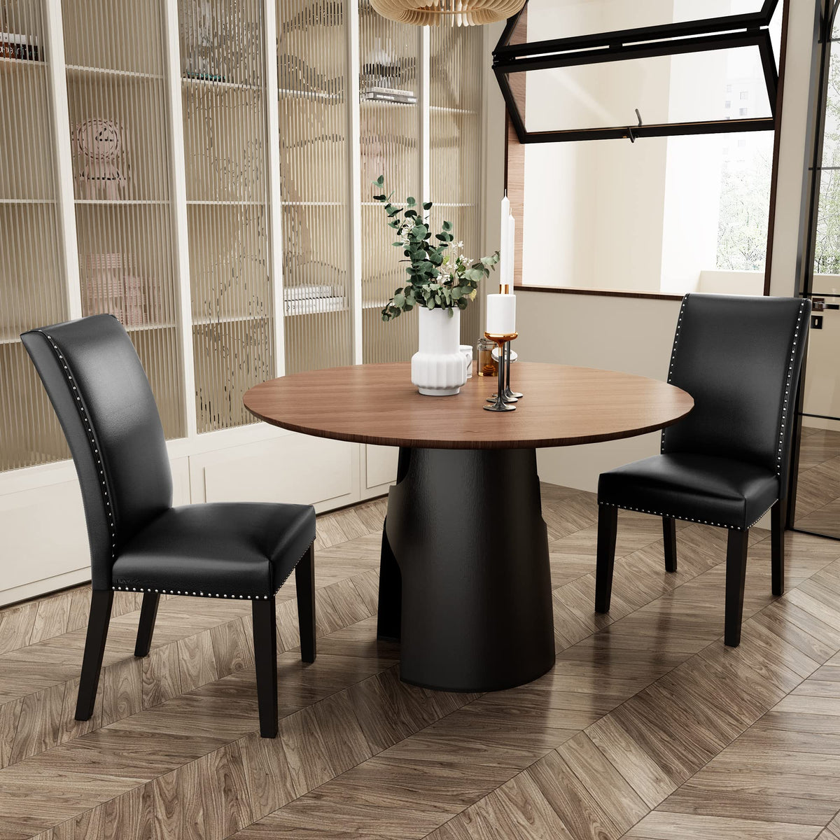 Black PU Dining Chairs Set of 2 B25803