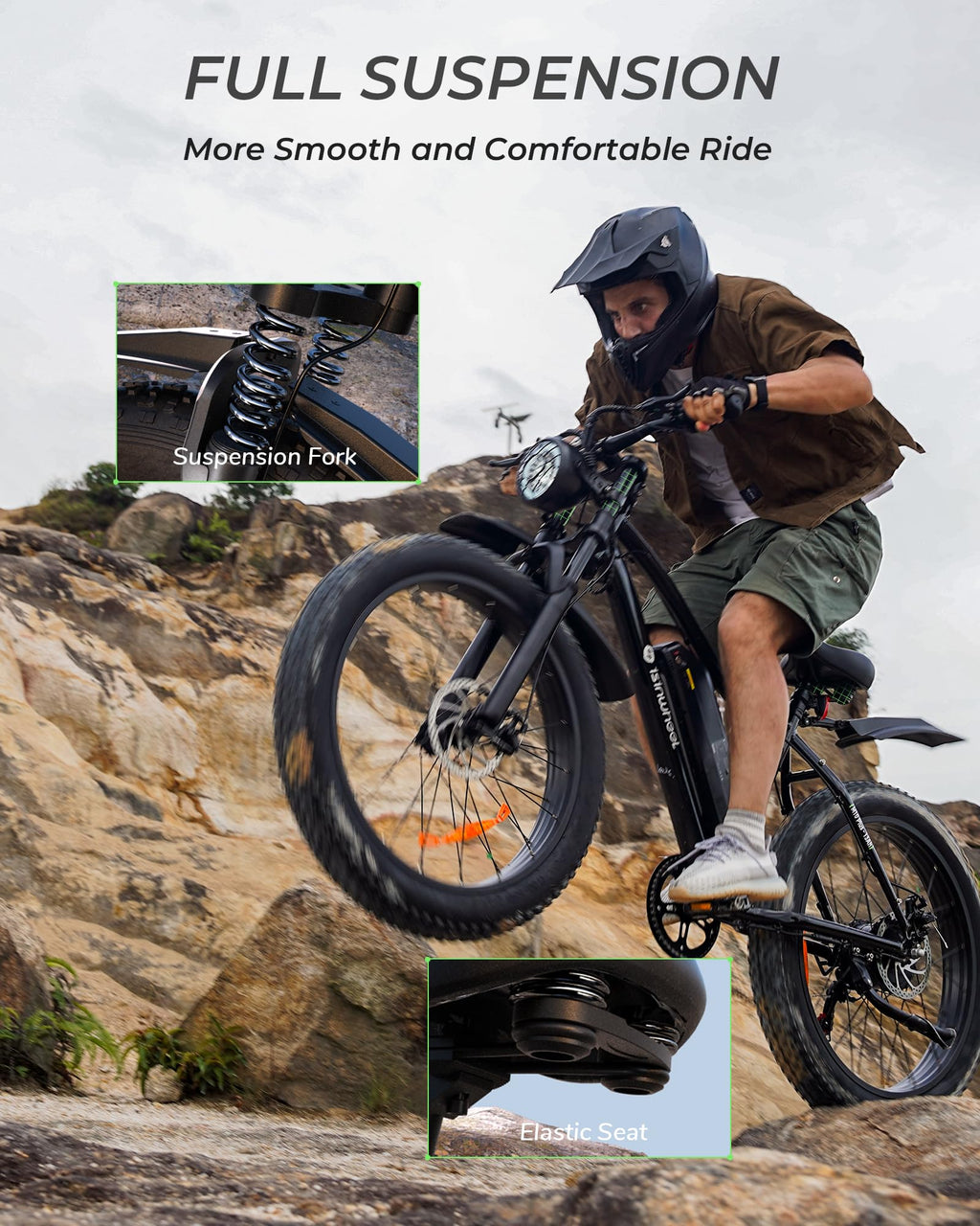 1000W Peak Motor 70 Miles Fat Tire Electric Bike F676