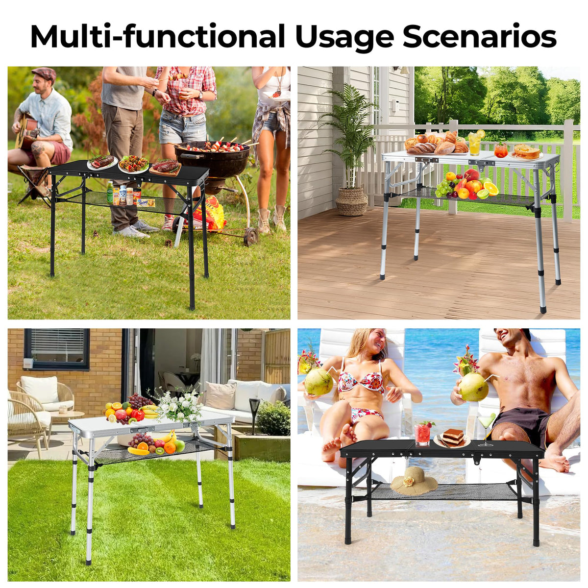 Folding Camping Table with Adjustable Height V617