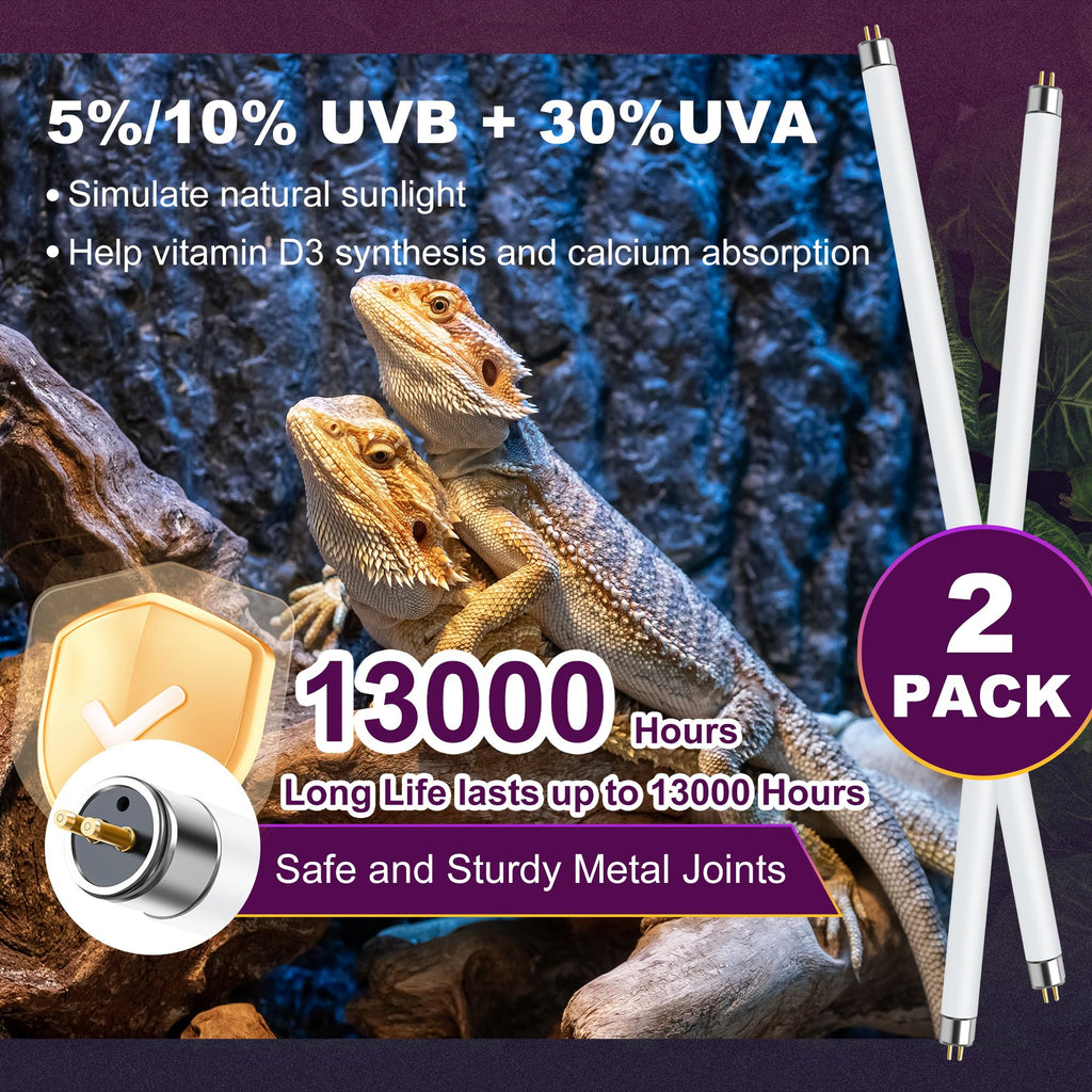 24W T5 HO UVB Reptile Light Fixture with Fluorescent Bulbs C3786