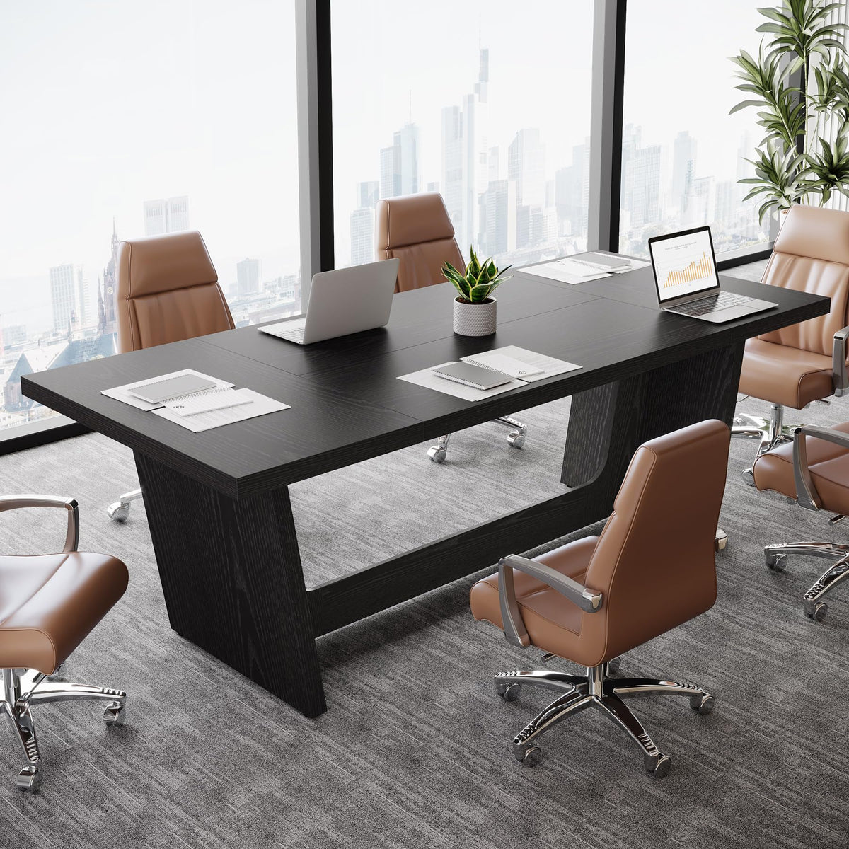 6 FT Rectangular Conference Table with Pedestal Base P324