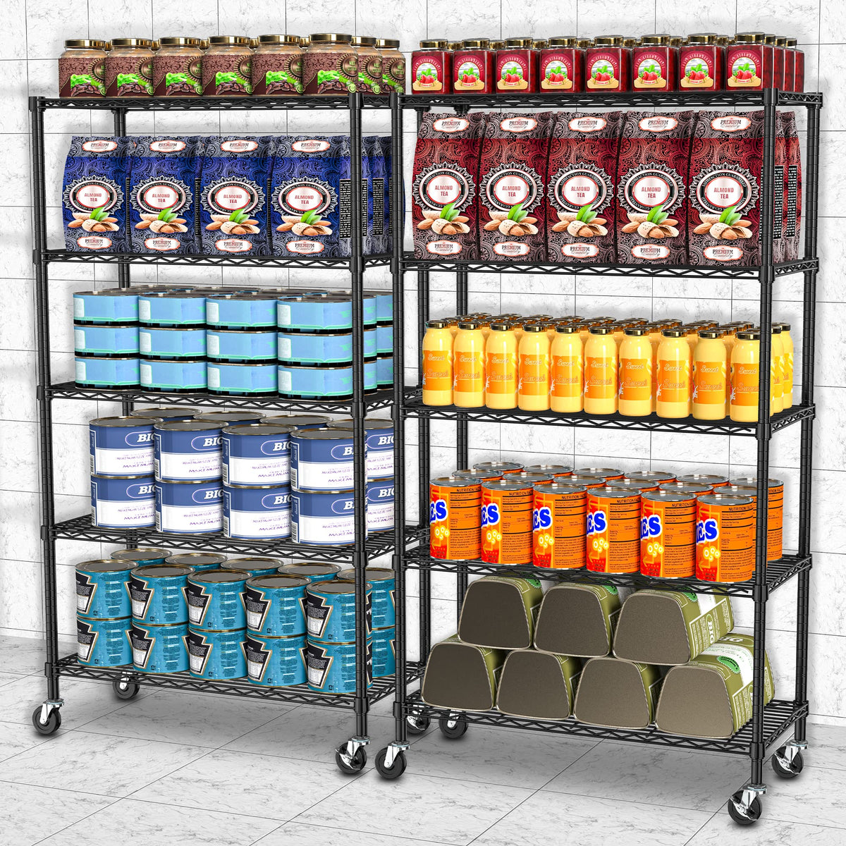 5-Tier Rolling Metal Wire Shelving Unit L35328