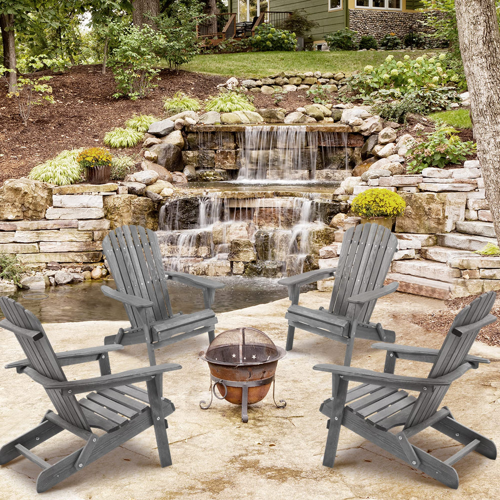Solid Cedar Wood Adirondack Chairs Set of 2 G47384
