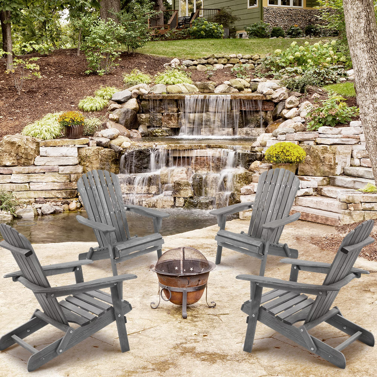Solid Cedar Wood Adirondack Chairs Set of 2 G47384