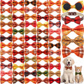 60 Pcs Plaid Dog Collar Bow Ties Z4963