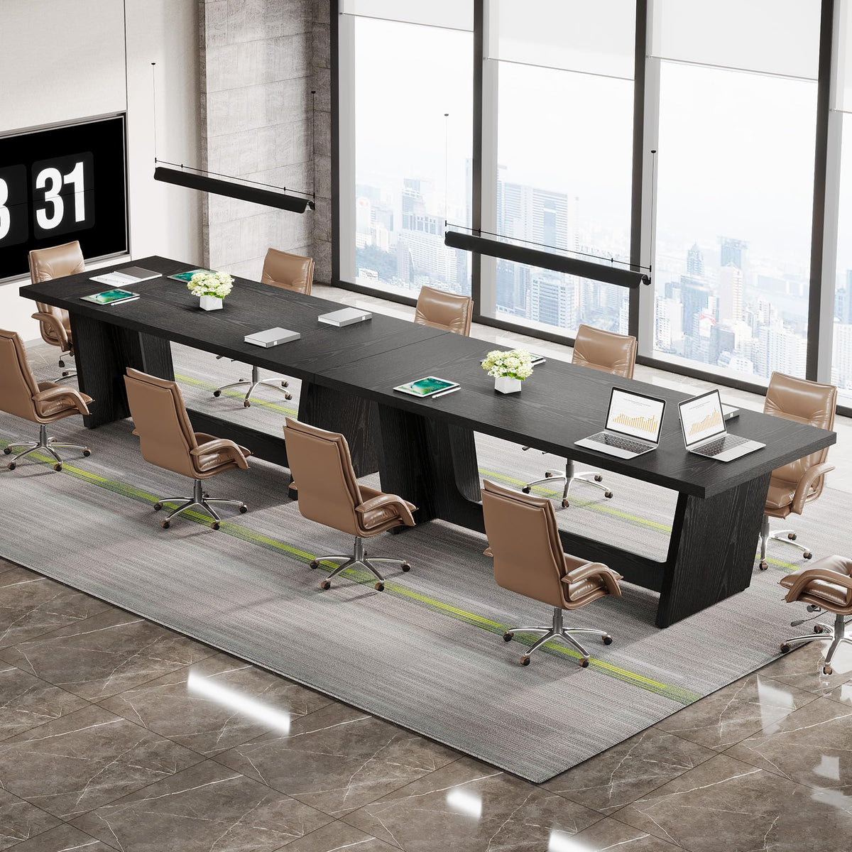 6 FT Rectangular Conference Table with Pedestal Base P324