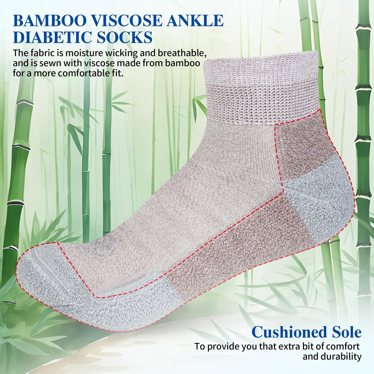 Diabetic Socks for Men, 10 Pairs Ankle & Low Cut Size 9-15 M7780