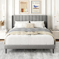 Queen Size Upholstered Platform Bed Frame with Wingback Headboard I52436