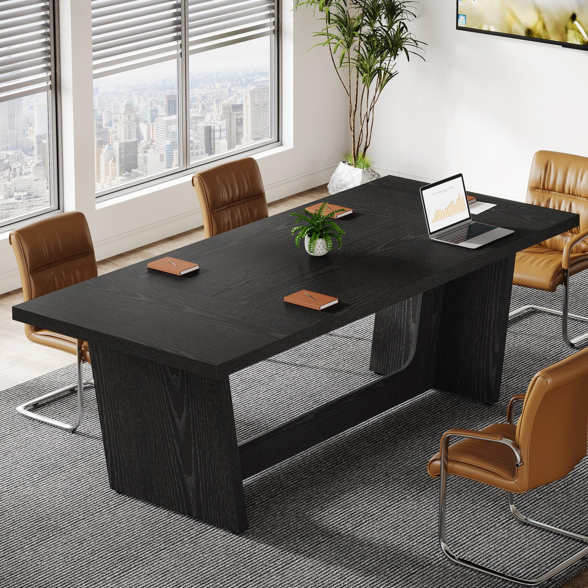 6 FT Rectangular Conference Table with Pedestal Base P324