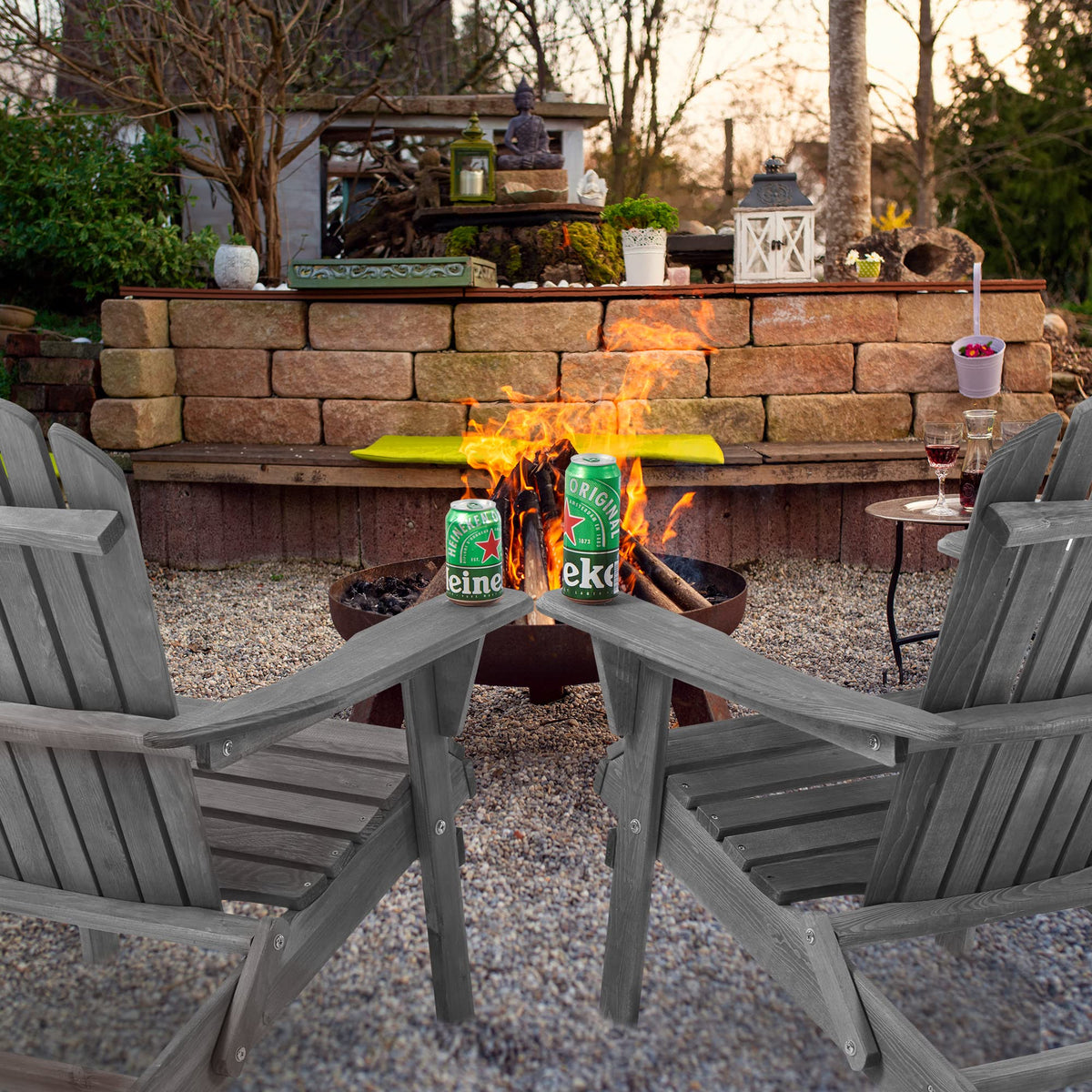 Solid Cedar Wood Adirondack Chairs Set of 2 G47384