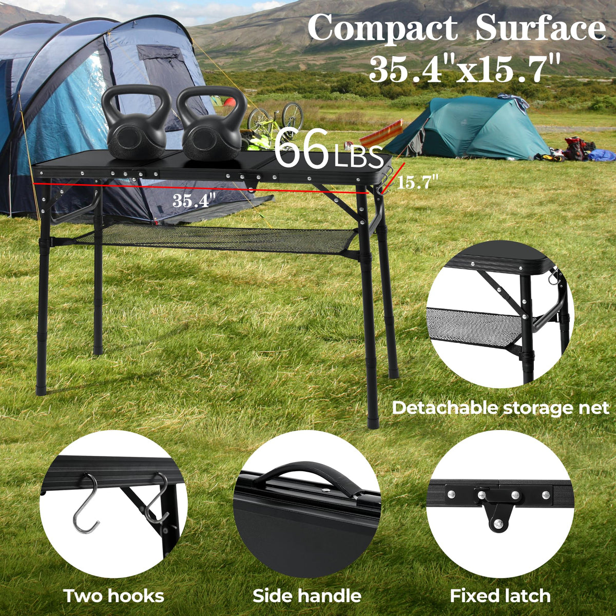 Folding Camping Table with Adjustable Height V617