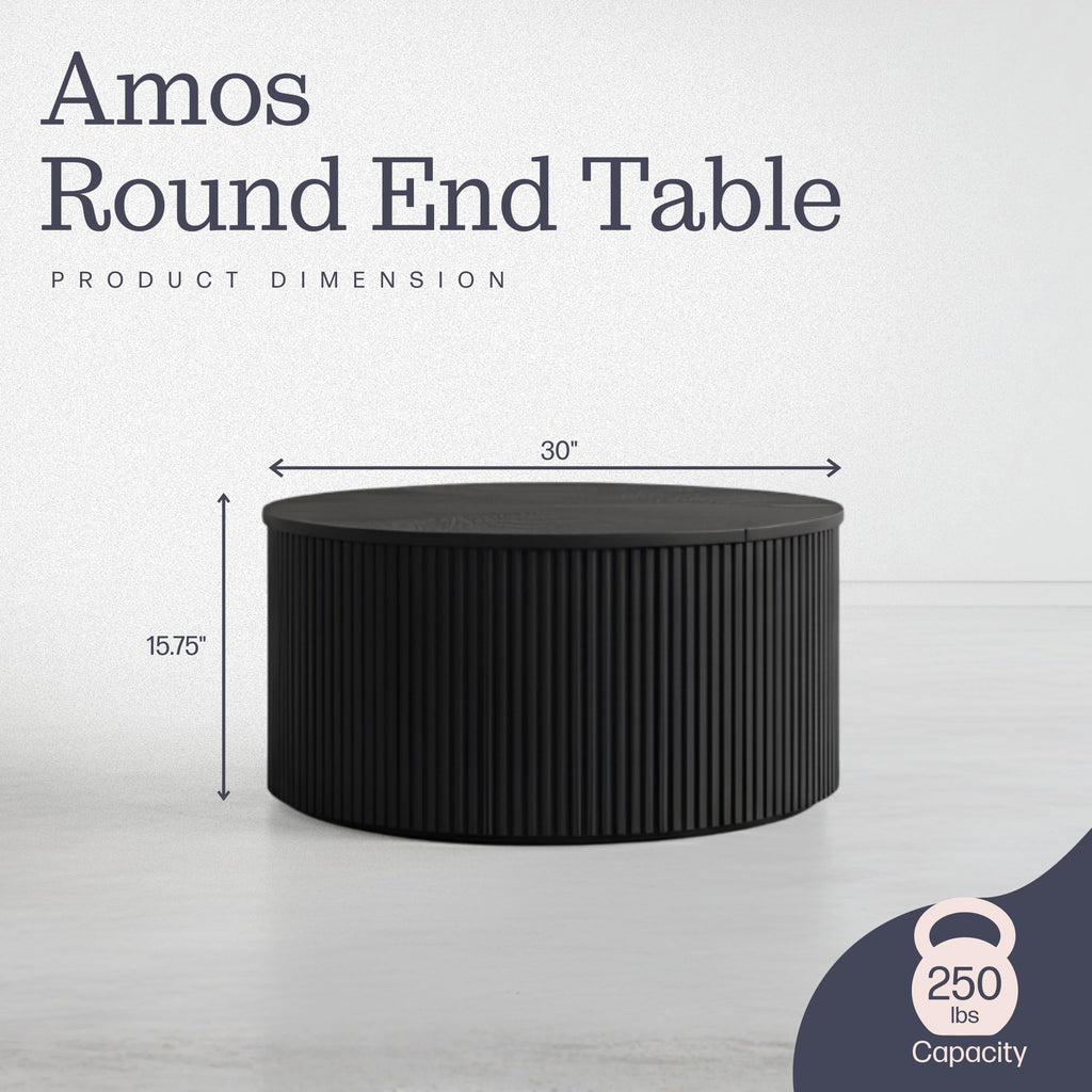 Black Fluted Round Coffee Table L154