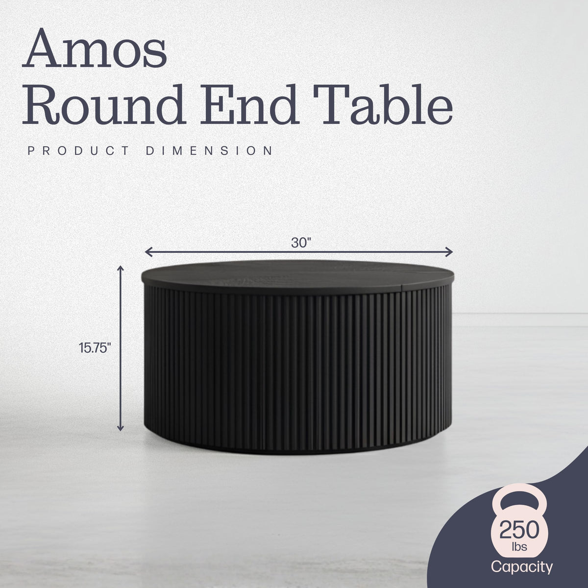 Black Fluted Round Coffee Table L154