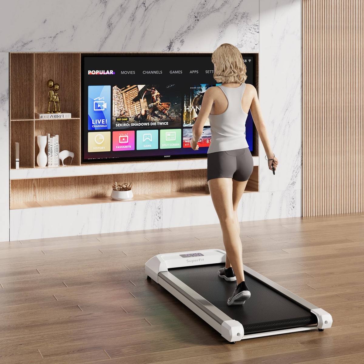 2.25HP Under Desk Treadmill with LED Display and Remote Control J2137